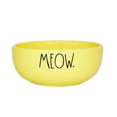 Imagem de Comedouro Pet Injet Cerâmica Meow Amarelo para Gatos 190 ml