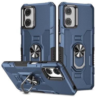 Imagem de Sidande Capa para Moto G34 5G, Motorola G34 XT2363-2, suporte de suporte resistente magnético embutido para carro, à prova de choque, capa protetora para celular para Motorola Moto G34 5G azul