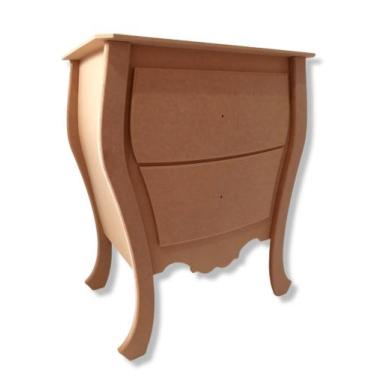 Imagem de Mesa De Cabeceira Bombe 2 Gavetas Retro Quarto Mdf Cru - ARTESANAL