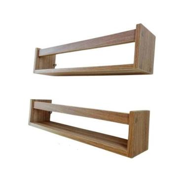 Imagem de Kit 2 Prateleiras Nicho Organizador Mdf Madeira 55Cm - Arte Cedro
