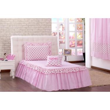 Imagem de Kit Colcha Solteiro Infantil Princesa Rosa 03 Peças F101 - deccoralle