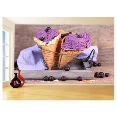 Imagem de Papel De Parede 3D Alimentos Sorvete Casquinha 3,0M Al360 - Você Decor
