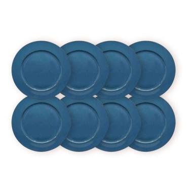Imagem de Kit 8 Un Sousplat Redondo Azul Escuro 33Cm Rafimex