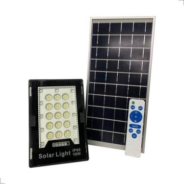 Imagem de Refletor LED 100W IP66 Placa Solar Recarregável Com Controle - Aaa Top