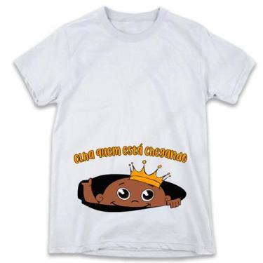 Imagem de 1 Camiseta Bebê Espiando Gestante Grávida menino moreno - W3artestampa