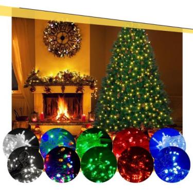 Imagem de Pisca Pisca Natal 100 Leds 10 Metros Fio Verde Luz Decoração de Árvore