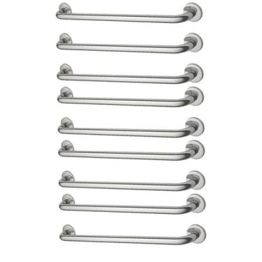 Imagem de Alça de Apoio Barra Inox Kit 9 Unidades 70cm Acessibilidade Deficiente