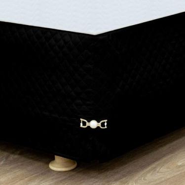 Imagem de Saia Box Casal Matelada c/ Pingente Microfibra - Dryka Enxovais, PRETA