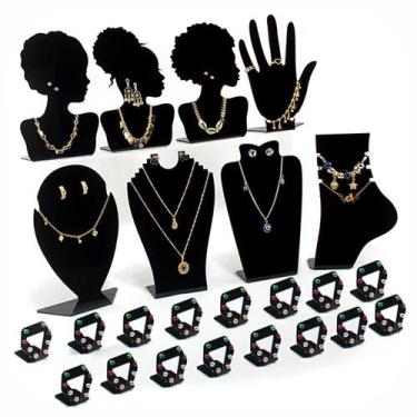 Imagem de Busto Expositor Colar Brincos Anel Joias Biju Kit 24 Pçs - Acrilikus, 