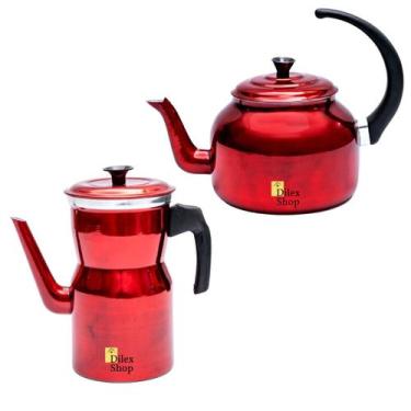 Imagem de Kit Chaleira Bule Cafeteira Grande Para Café Chá Em Alumínio - DI ALUM