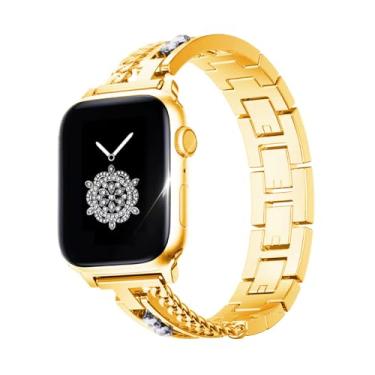 Imagem de Kolgios Pulseira feminina de relógio inteligente de 38/40/41 mm para Apple Watch séries 9/8/7/6/5/SE, elegante pulseira de diamante brilhante para Iwatch S9/8, presente para ela