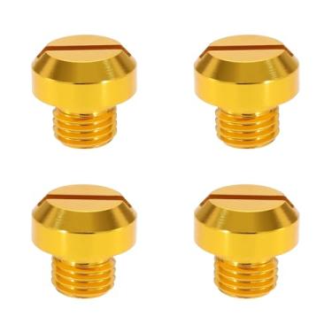 Imagem de The Lord of the Tools 4 plugues de orifício de espelho para motocicleta, parafusos de liga de alumínio, rosca esquerda e direita para acessórios de furos de espelho M10 x 1,25, ouro