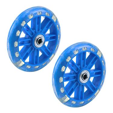 Imagem de KUMGROT 1 par de rodas de treinamento infantis flash bikes rodas de treinamento PVC mudo multicoloridas luzes LED rodas de reposição para bicicletas de 12 a 50 cm (azul)