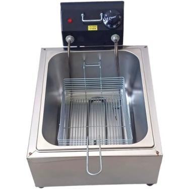 Imagem de Fritadeira elétrica industrial grande 6 litros  com tampa - maq inox E