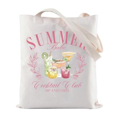 Imagem de ZJXHPO Bolsa de verão para coquetel, clube, presente de despedida de solteira, viagem de verão, reutilizável, sacola de compras, presente de vibrações de verão, Bolsa de verão, Medium