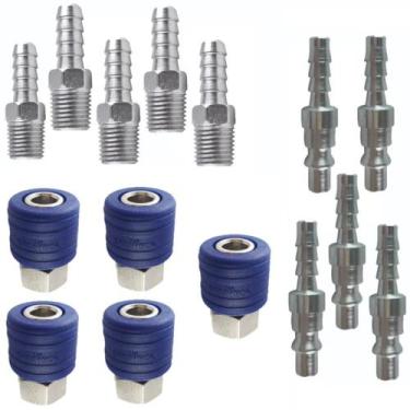 Imagem de Kit Compressor Espigão Pino Engate Rápido Capa plástica