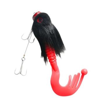 Imagem de menolana Isca de pesca artificial para rato de água salgada peludo prático profissional 3D presente para homens barco de pesca em alto mar suprimentos de pesca, Preto