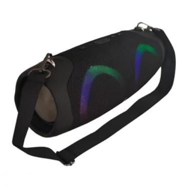 Imagem de Caixa de Som Bluetooth Portátil 10W LED, Conexão Sem Fio, Iluminação LED, Alça para Transporte, Suporta Cartão TF e Pendrive, Rádio FM, Cores Variadas (Preto)