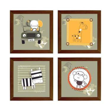 Imagem de Kit Quadro Decorativo Quarto Infantil Animais Safari Jeep - Creative C