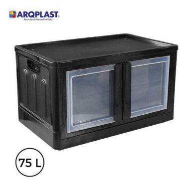 Imagem de Caixa Organizadora Dobrável Porta Dupla Preto 75 Litros - ARQPLAST