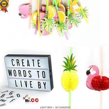 Imagem de Letreiro Quadro Luminária Light Box Colorido + 50 Canudos - oem