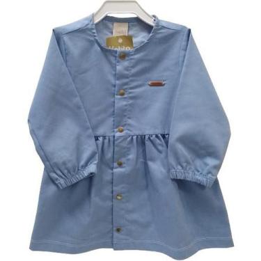 Imagem de Vestido Longo Sarja Bebê Menina Luxo Estonado Katita Rf 2784, Azul beb