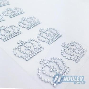 Imagem de Cartela Adesiva Strass Coroa Rei Prata - 20 unidades - MC