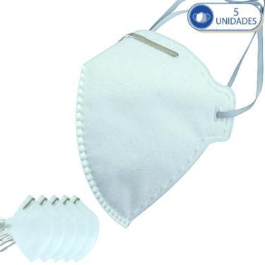 Imagem de 5 Máscaras Descartáveis KSN PFF2 Branca com Clip Nasal