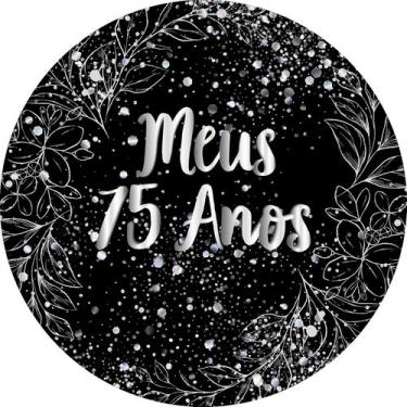 Imagem de Painel De Festa Redondo 1,50x1,50 - Fundo Preto Folhagens e Brilhos Me