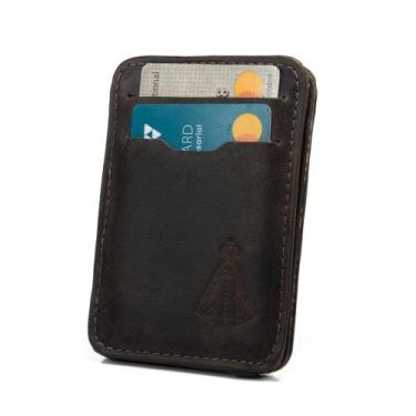 Imagem de Carteira Masculina Mágica Tripla Em Couro Estampa Nossa Senhora Envio 