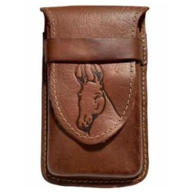 Imagem de Porta Celular Bainha Country Para Cinto De Couro Estampa Cavalo -  CHA
