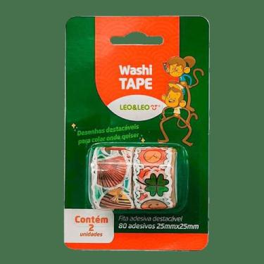 Imagem de Fita Adesiva Washi Tape Destacável 2 Rolos c/ 80 Adesivos 25mmx25mm - 
