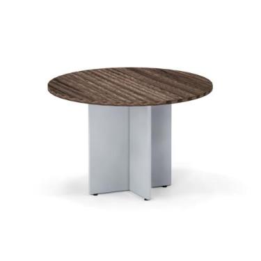 Imagem de Mesa Reunião Redonda Pé Painel P25 Pandin 1,10 M Walnut e Cinza