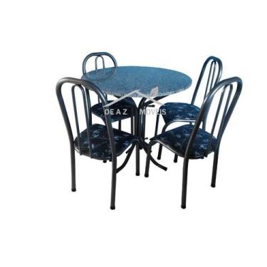 Imagem de MESA DE JANTAR cozinha Mônaco C/ 4 CADEIRAS tampo GRANITO verdadeiro r