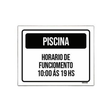 Imagem de Placa Piscina Horário Funcionamento 10 Às 19 18x23cm 3un