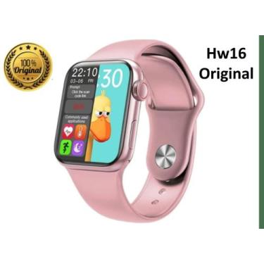 Imagem de Hw16 Smartwatch Rosa Mulheres 44mm Resistente A Agua - SVD Store