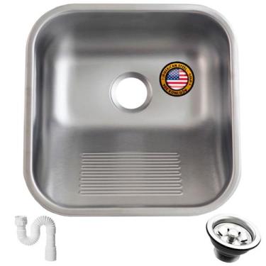 Imagem de Tanque Lavanderia 40X40 Fosco Acetinado + Válvula Aço Inox 304 +Sifão 