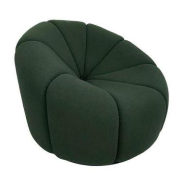Imagem de Poltrona Moderna Estofado Aveludado Verde Oliva Estilo Puff - LUXdécor