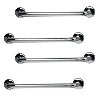 Imagem de Barra de Apoio Inox 60cm Idoso Kit 4 unidades Banheiro Box Deficiente Cadeirante Acessibilidade Segurança Suporte Corrimao Escada