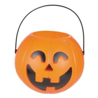 Imagem de Balde Abóbora Doces e Travessuras Halloween Médio 14cm - FX