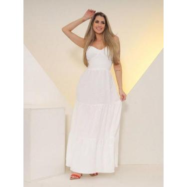 Imagem de A-Lows O&L vestido longo de alca de tecido duna pipoca com bojo , Bran
