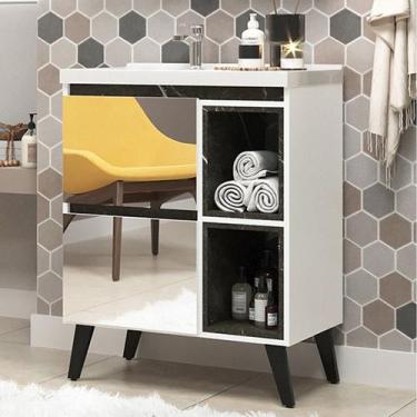 Imagem de Gabinete de Banheiro 70cm com Lavatório Ref 710 Cewal - Branco/Portoro