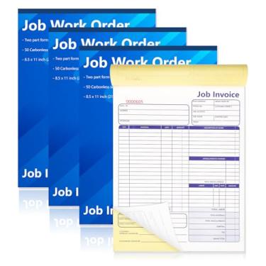Imagem de Conjunto de 50 formulários de ordem de trabalho formulários de fatura de trabalho Empreiteiro de livro de recibo de fatura 21,6 * 27,9 cm Livro de recibos de ordem de serviço Formulários sem carbono