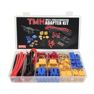 Imagem de TMH 82 peças T-Plug EC3 EC5 XT30 XT60 XT90 conector adaptador macho e fêmea com fio de silicone + tubo termorretrátil para acessórios de motor de bateria RC ESC Lipo (82 peças)