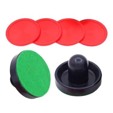 Imagem de oshhni Empurradores de air hockey e discos de air hockey, remos de alças para adultos e crianças, equipamento de mesa de air hockey para mesas de jogo, 2 empurradores azuis escuros