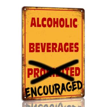 Imagem de Letreiro de metal encorajado bebidas alcoólicas vintage homem caverna bar decoração de parede placas para pub clube 20 x 30 centímetros