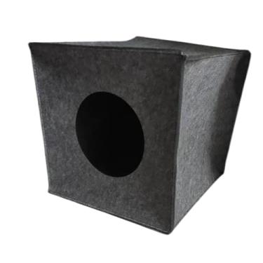 Imagem de Ｂｅｓｇａ Cat Hideout Pet Cat Nest Cozy Auto Aquecimento Dormir Dobrável Snooze Cama de Feltro Cave Cat House para Gatinho Chihuahua Hamster, Boca Redonda Cinza