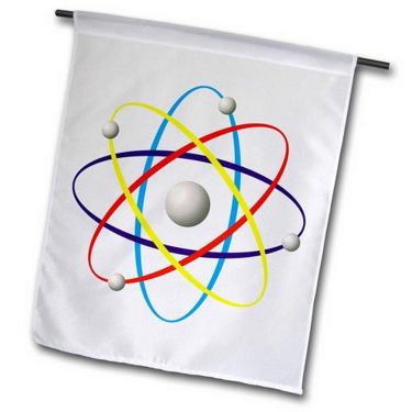 Imagem de 3dRose fl_41764_2 Bandeira de jardim colorida com símbolo de átomo, 45 x 68 cm