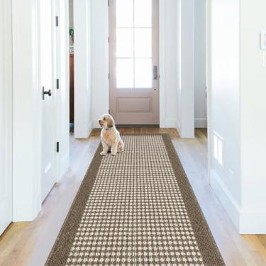 Imagem de Tapete de corredor de lavanderia 6 x 15 cm antiderrapante tapetes e tapetes para decoração de lavanderia tapetes laváveis para cozinha piso lavanderia banheiro corredor entrada (2'x6', marrom)