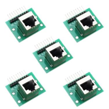 Imagem de Adaptador de porta de rede RJ45 de 5 peças, kit de placa breakout de 8 pinos com placa PCB e conectores de pino, para Ethernet DMX-512 RS-485 RS-422 RS-232